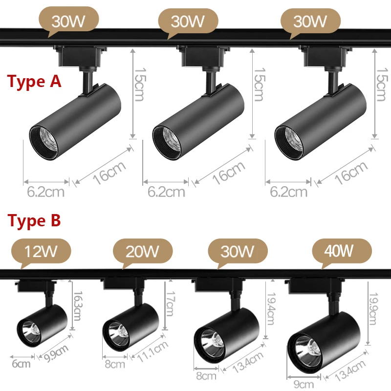 

COB Led Track lights 30W Track Lighting Lamp 220V Shop Spotlights Rail Spot Lights Fixture for Home Kitchen 3 Colors Available