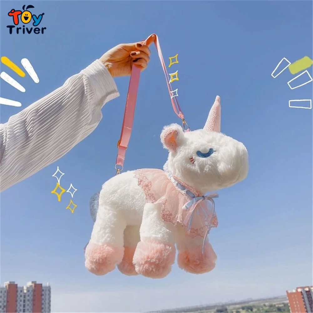

Kawaii Unicorn Single Crossbody Shoulder Bag Coin Purse Plush Toys Stuffed Animals Doll Kids Children Girls Women Cute Gifts