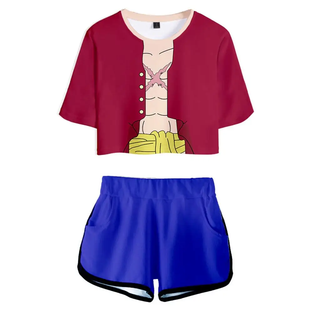 Цельная обезьянка D. Luffy косплей костюм Трафальгар правый рубашка + шорты Женщины