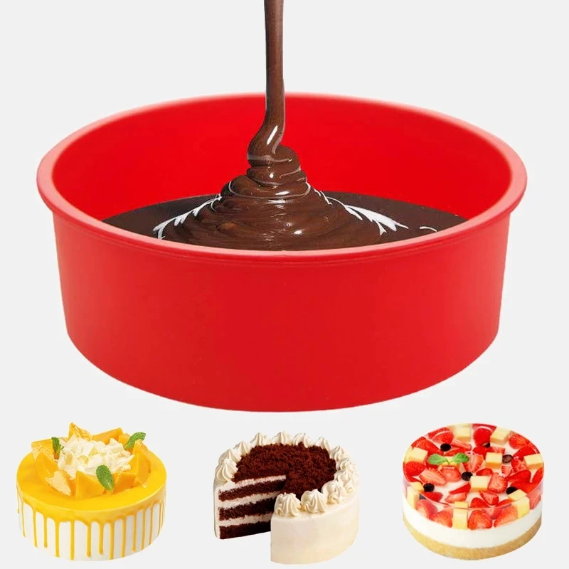

8 Inch Silicone Layered Cake Mold Round Shape Silicone Bread Pan Toast Bread Mold Cake Tray Mould Non-stick Baking Tools