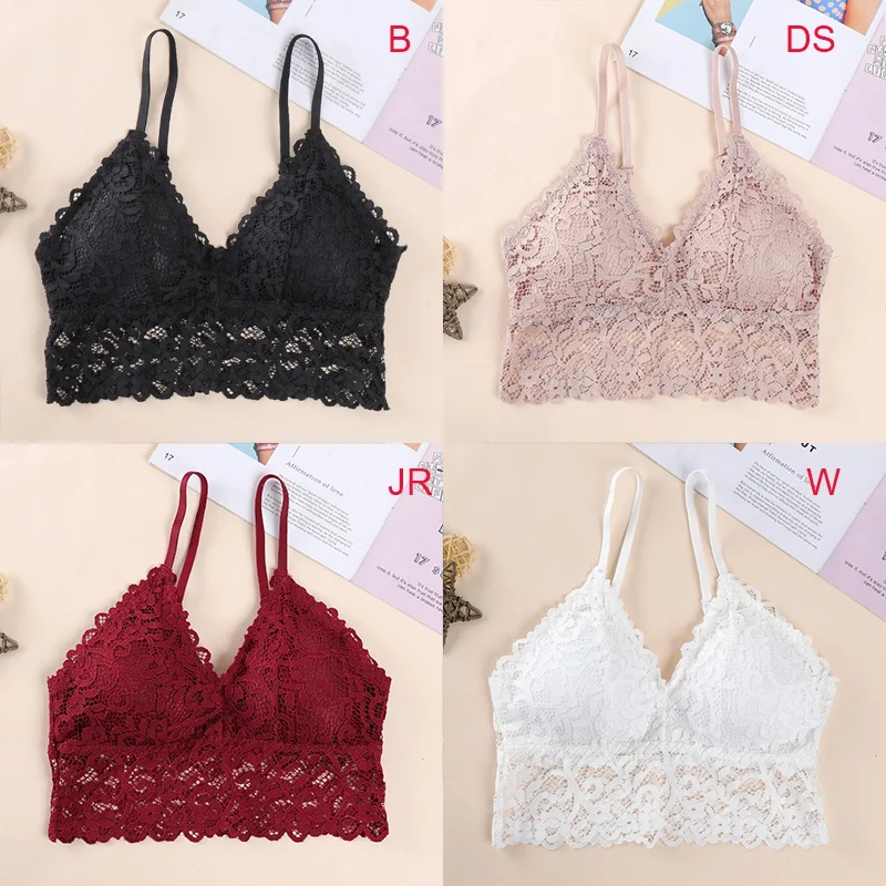 

Women Intimates Sports Bras Wrapped Chest Comfortbale Elastic Triangle Gathered Chest Lace No Steel Rings Bras.