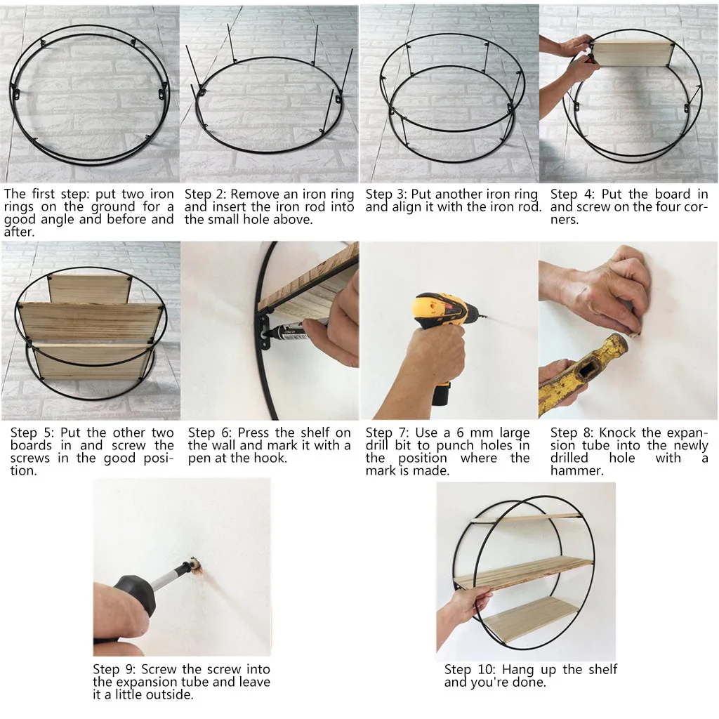 

Three-Layer Round Shaped Wall-Mounted Iron Storage Display Stand Lightweight Sundries Holder Rack for Bedroom Living Room