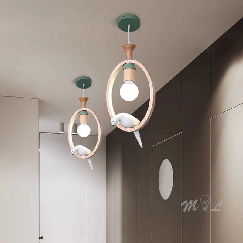 

Nordic Bird Lamp Wood Pendant Lights Bird Light Dining Room Hanging Lamp Home Deco Modern Pendant Light Bird Light Covers Led