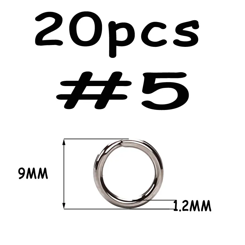 Split Ring 5 20pcs 20 шт из нержавеющей стали рыболовные Сплит Кольца твердые кольца соединители для блесны соленой воды рыболовные аксессуары анти ржавчины - Цвет: Split Ring 5 20pcs