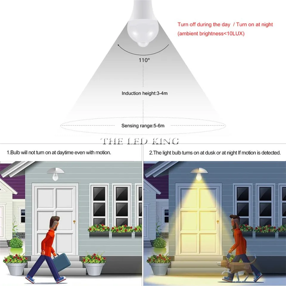 10pcs PIR Motion Sensor LED Bulb E27 12W 15W 20W AC85-265V Lamp Dusk Dawn Night Light for Home Kitchen Lighting | Освещение