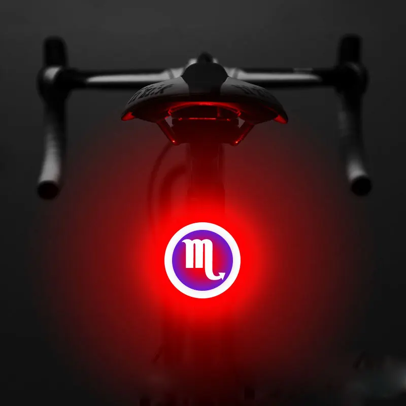 

12 Constellation Bicycle Light Cycling Taillight USB Rechargeable Flashlight Seat Lamp Mtb Rear Reflector Goods Bike Accessories