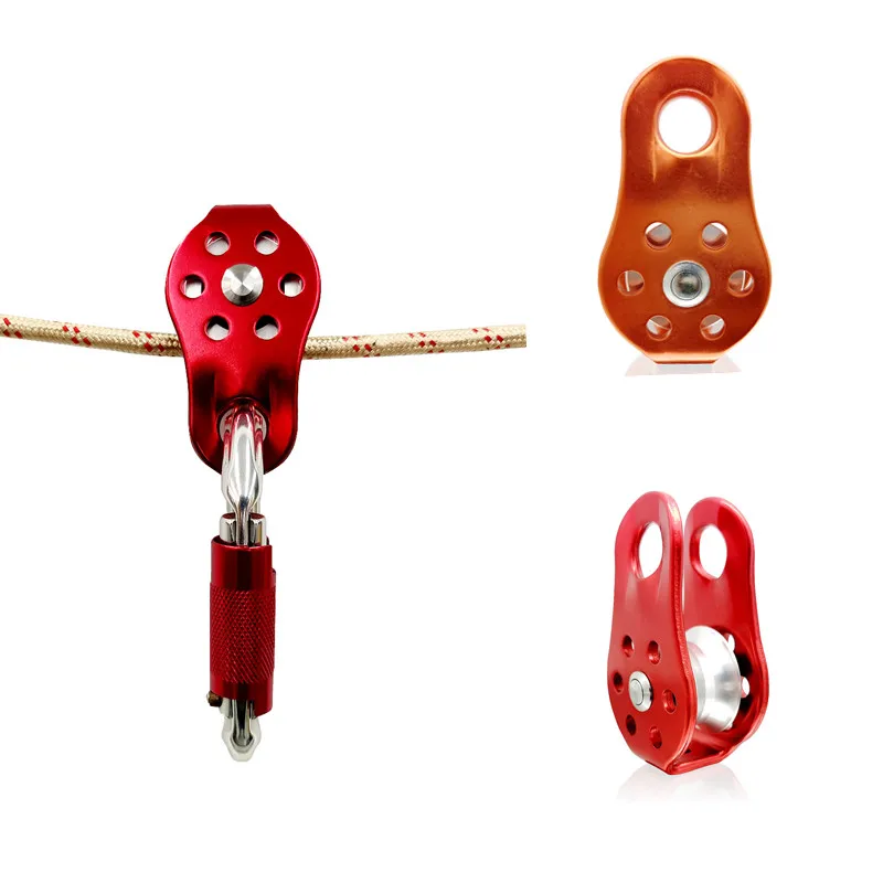 

20KN Rock Climbing Pulley Fixed Sideplate Single Sheave High Altitud Traverse Hauling Gear Red/Orange
