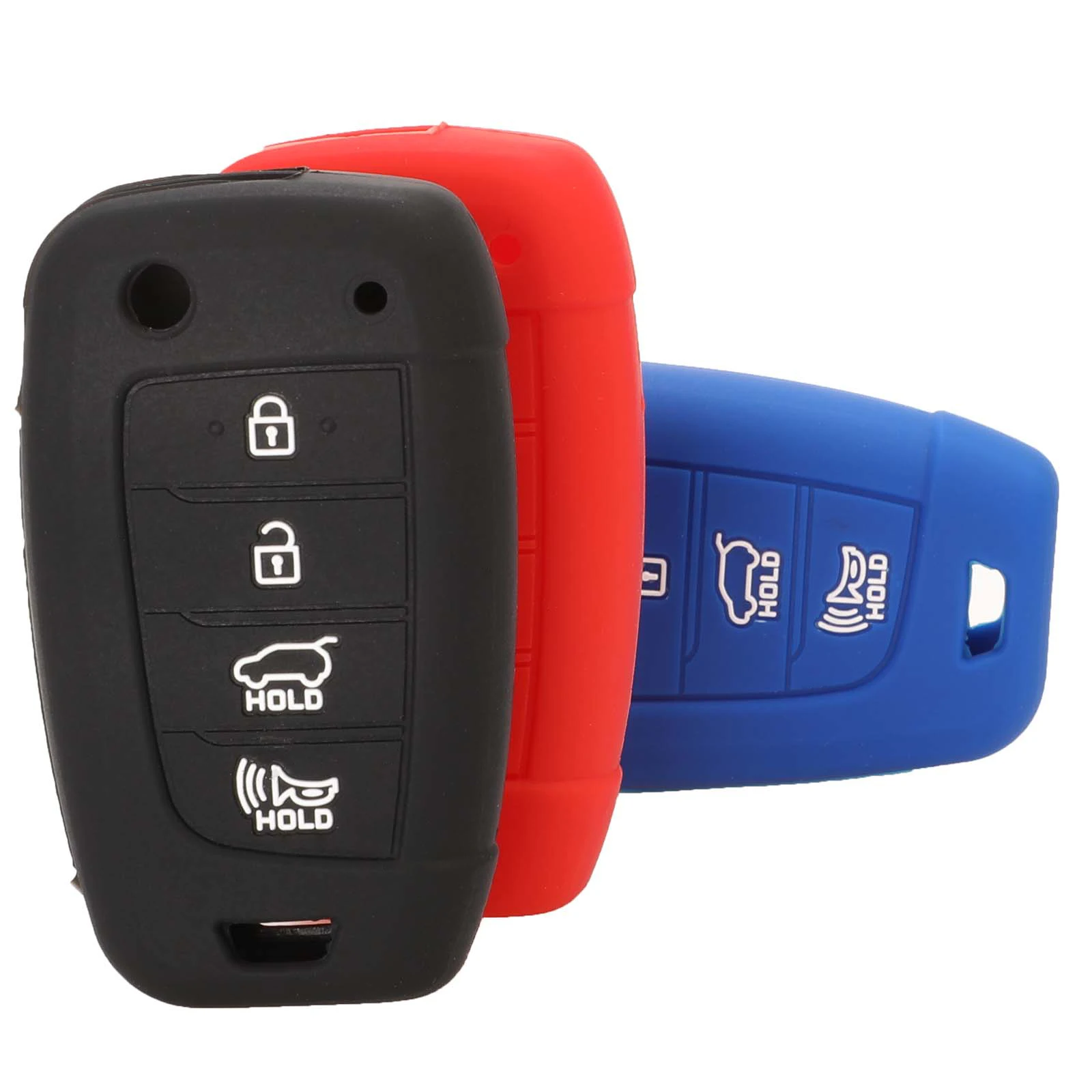 

Kutery Silicone Rubber Car Key Cover For Hyundai Elantra Solaris 2016 2017 2018 4Buttons Key Case Shell Replacement