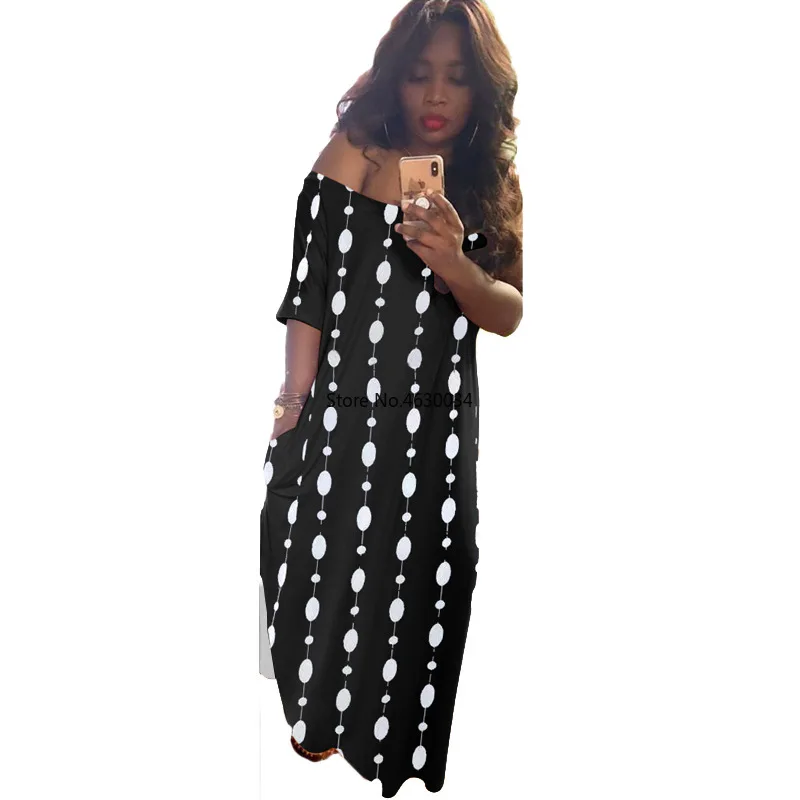 Женское летнее Полосатое Платье макси с открытыми плечами и коротким рукавом