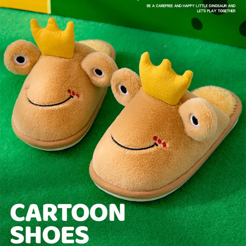Симпатичные домашние Короткие Плюшевые Теплые мягкие хлопковые детские тапочки