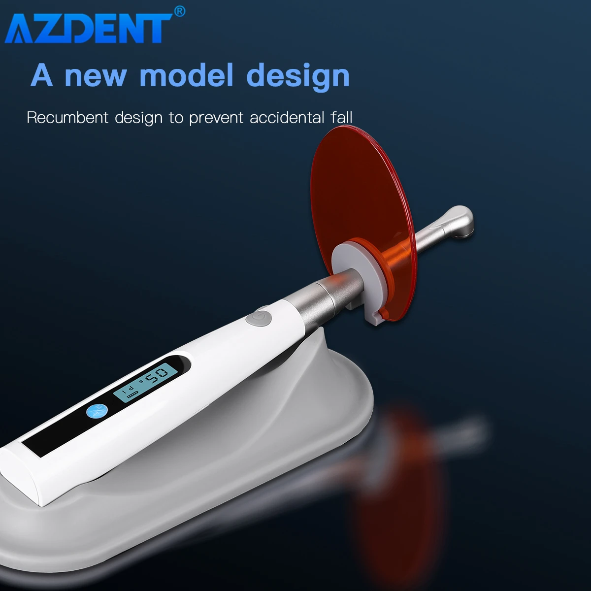 AZDENT Dental LED Curing Light Lamp 1 Second Cure 2mm Resin 1200-1400mw/cm² Cordless Metal Head 3 Models Adjustable