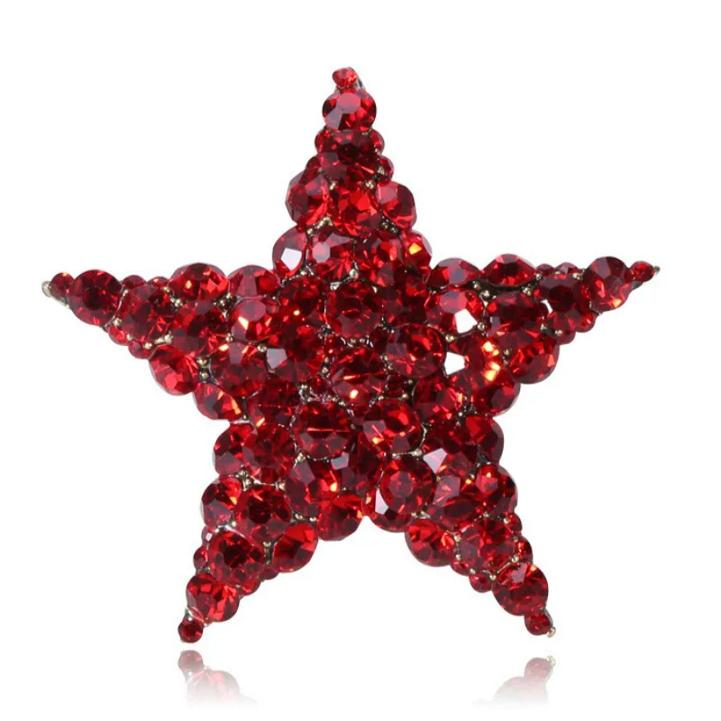 

Red Rhinestone Star Brooches for Woman 2021 New Year Gifts