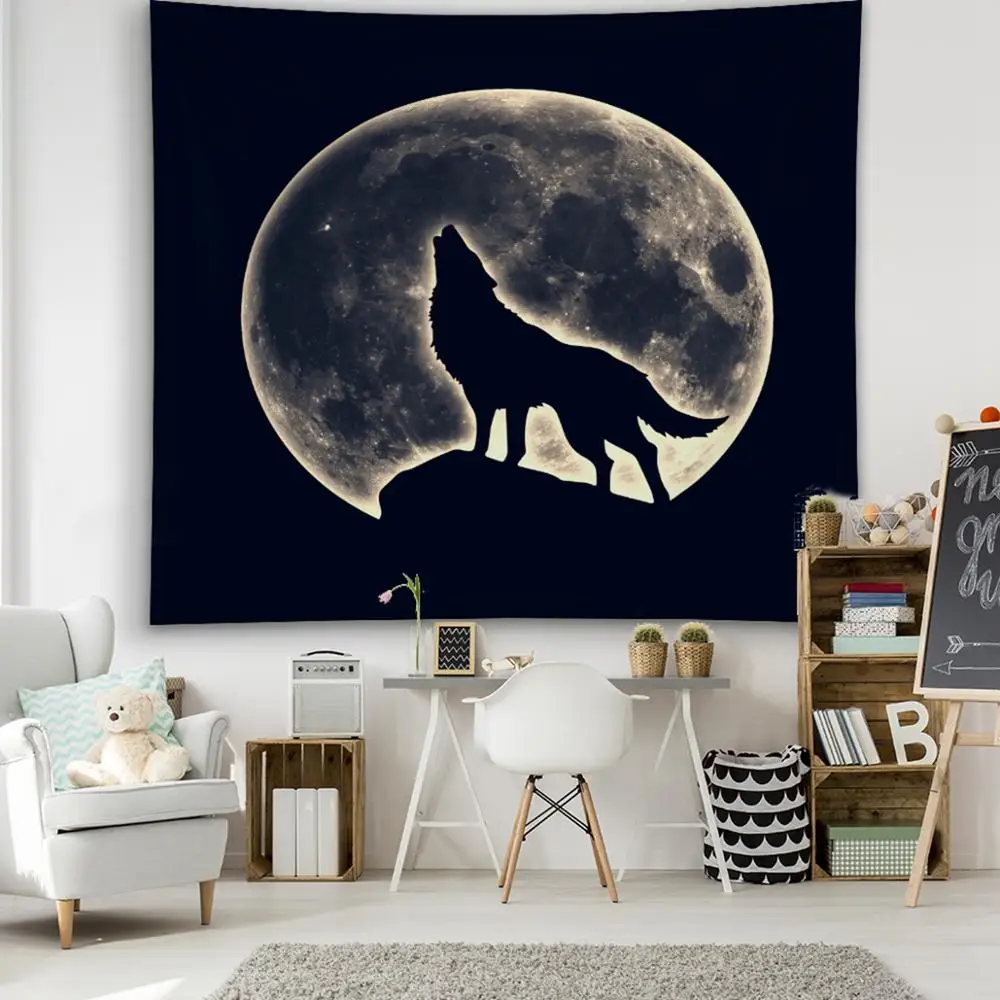 

3D night wolf Tapestry black Decorative Wall Carpet Home Decor Bedspread Sheet