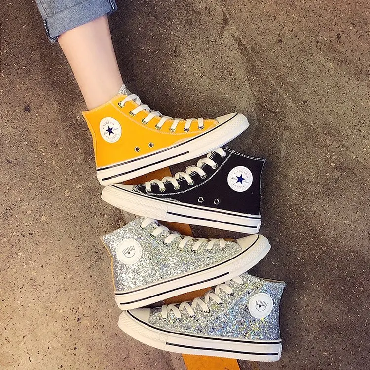 Женские Модные холщовые шнурки на шнуровке; Zapatillas; прогулочные женские туфли на плоской подошве; повседневные туфли с блестками; C125