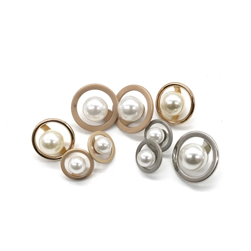 10 шт./лот имитация жемчуга декорированные металлическими кнопками Круглый