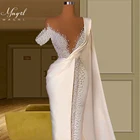 MNGRL роскошное вечернее платье с одной лямкой через плечо одежда с длинным рукавом вручную бриллиантами блестящий 2021 Новое вечернее платье вечерние платья