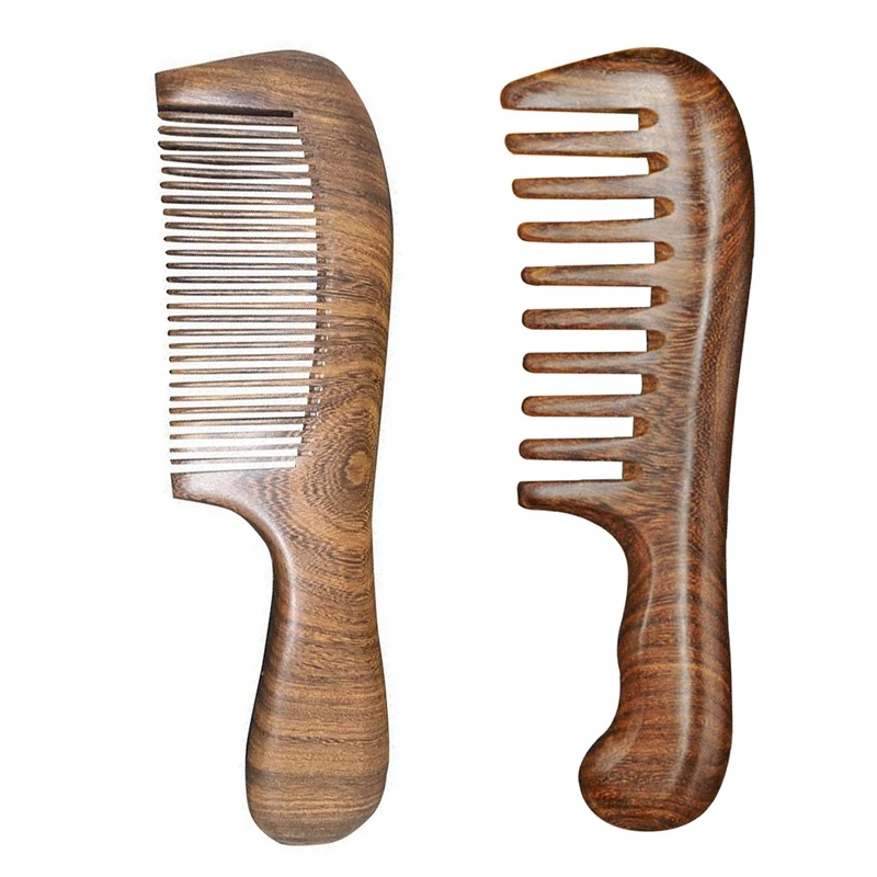 

2 шт. салон анти-статические длинные и широкий зуб бытовые натурального сандалового дерева, массажная расческа для парикмахерских инструме...