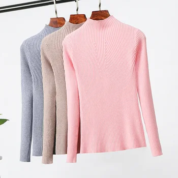 Half Turtleneck Sweater Women And Pullovers Fashion 2020 Autumn Winter Women Knitted Long Sleeve Tops Jumper Pull Femme Clothing 1