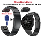 Ремешок для часов Garmin Fenix 5S 5X 6X 6 6S Pro, классический металлический сменный Браслет из нержавеющей стали, быстросъемный браслет для наручных часов