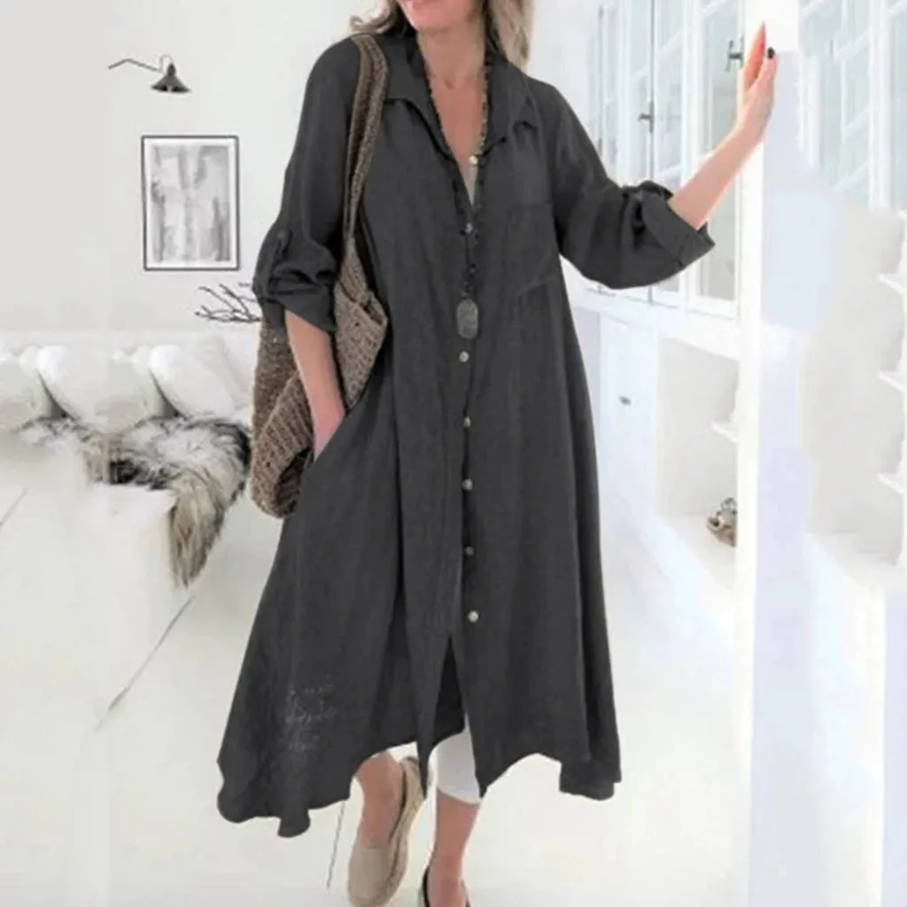 Женское платье Лето Плюс Размер Повседневный длинный рукав асимметричный