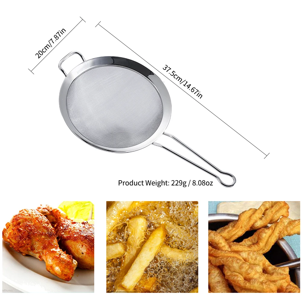 

New Large Spoon Strainer Filter Spoon Food Oil-Frying BBQ Filter For Kitchen Thickened Stainless Steel Strainer Kitchen Tools