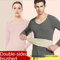 thermal underwear suit men and women winter seamless double sided sanding and velvet thickening autumn clothes long trousers men