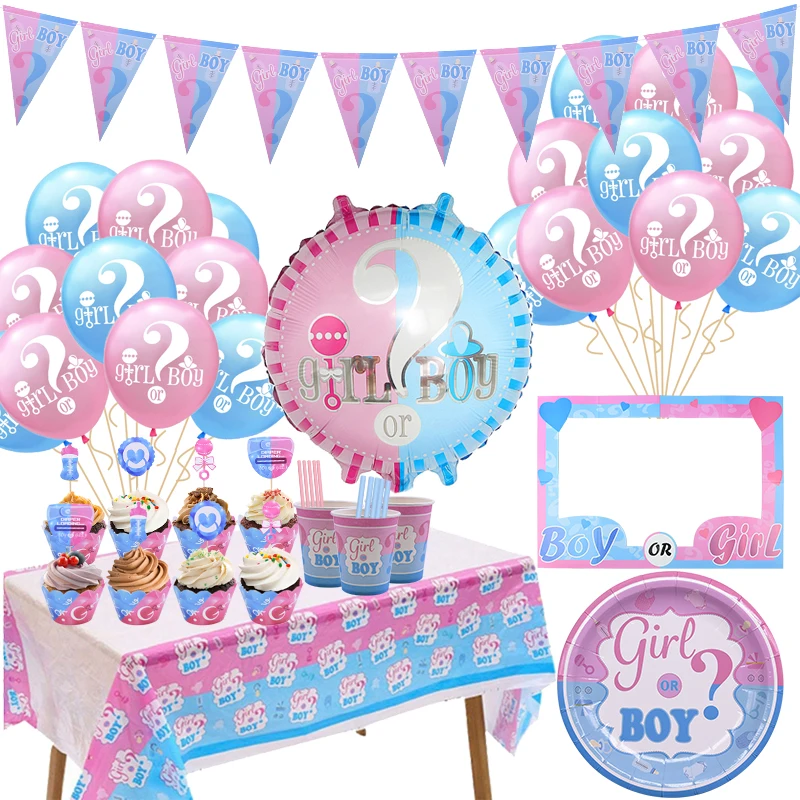 

Boy or Girls Paper Garland Banner Latex Balloon Decor Boy Girls Christening Baby Shower Gender Reveal Party Decorations