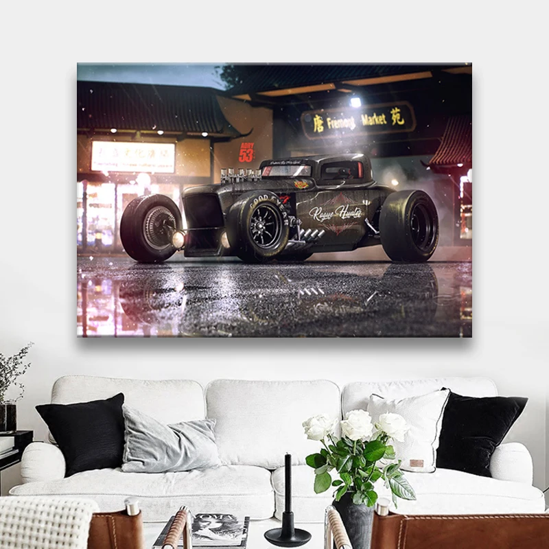 

Modern Wall Art Picture Canvas Painting Rogue Hunter Hot Rod Tuning Car vintage Sport Car Posters and Prints for Home Room Decor