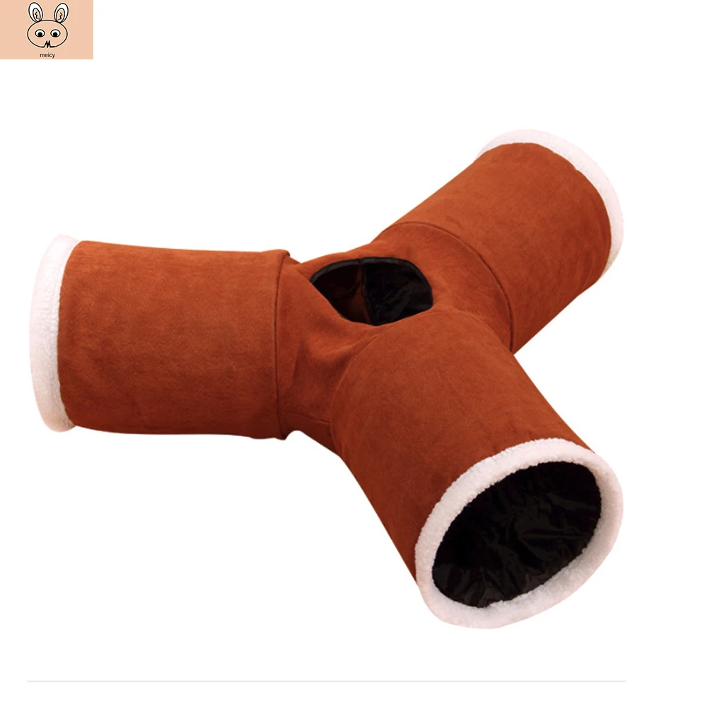 Хит продаж 3 отверстия 6 цветов складной туннель для питомцев кошек внутри на