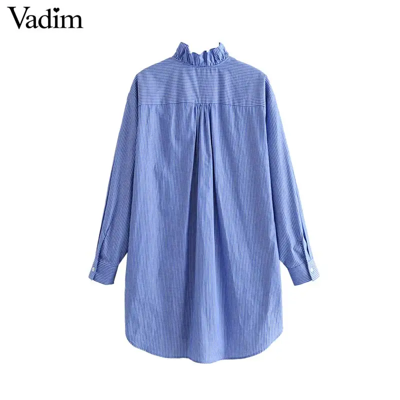 Vadim women stylish ruffled collar striped blouse oversized long sleeve shirt female fashion loose style tops LB428 |
