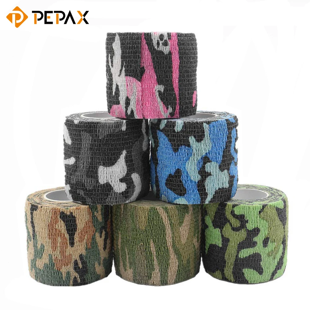 

PEPAX 6PCS Disposable Cohesive Tattoo Grip Cover Self-Adhesive Bandages Handle Grip Tube for Sports Tape - Mix Camouflage Color