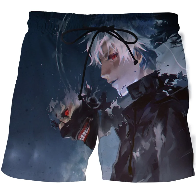

2021 New 3D Print Unisex Japan Anime Tokyo Ghoul Ken Kaneki Touka Kirishima Men's Shorts Beach Casual Shorts Streetwear Fashion