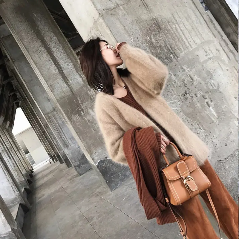 Новинка Осень зима 2019 дизайнерский свитер в стиле ленивого стиля с поясом