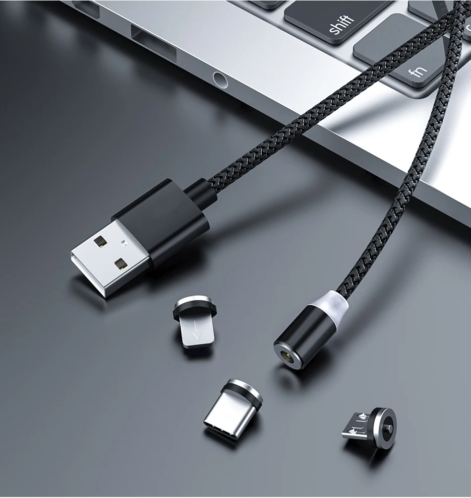 1 м 2 м 2.4A Магнитный USB кабель Micro usb type C кабель со светодиодной подсветкой Магнит USB лента C Шнур для iPhone samsung Xiaomi Кабель зарядного устройства