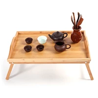 folding natural bamboo tea tray table laptop table breakfast serving bed trays computer desk stand home accessories