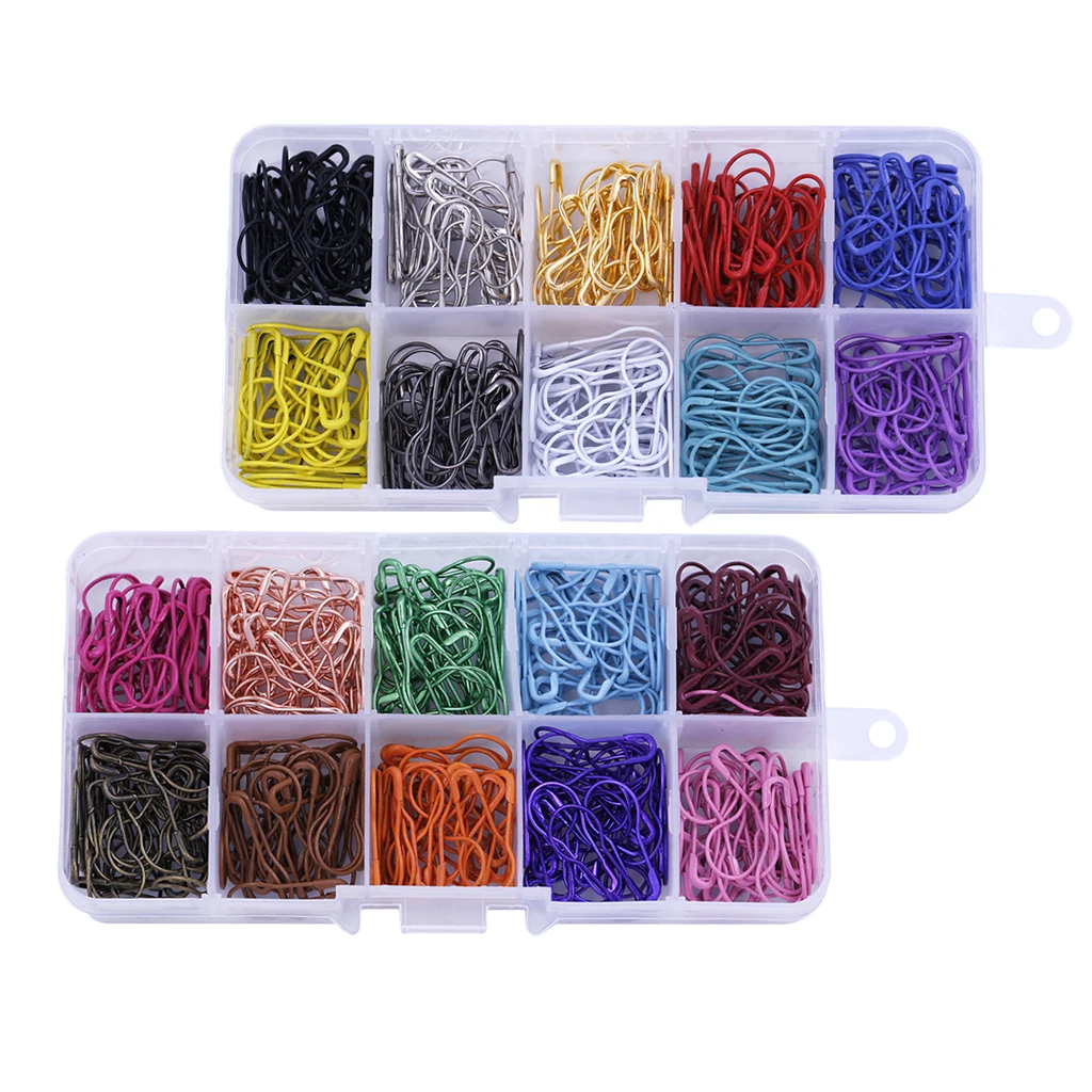 600 Pieces Assorted Bulb Safety Pins Calabash Pear Shaped Knitting Stitch Markers with Storage Box | Дом и сад
