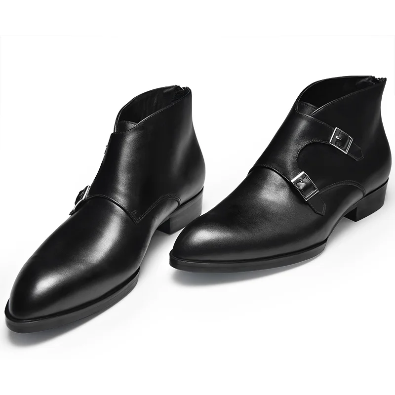 

Ботильоны из натуральной кожи на молнии в британском стиле, мужские повседневные деловые офисные классические ботинки с острым носком, осенне-зимние ботинки