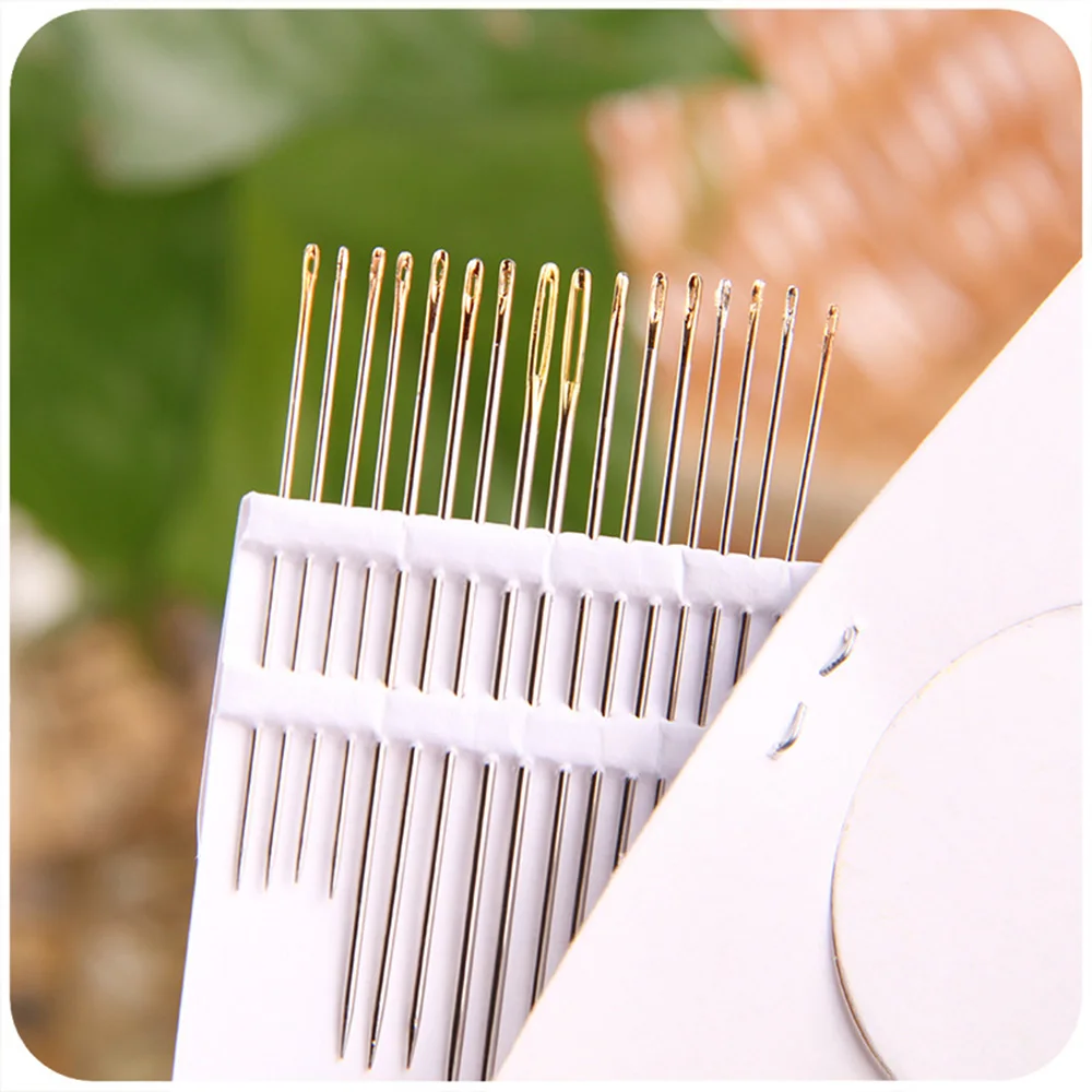 16 шт./пакет хвост позолоченные ручной Швейные иглы большой глаз Толстая