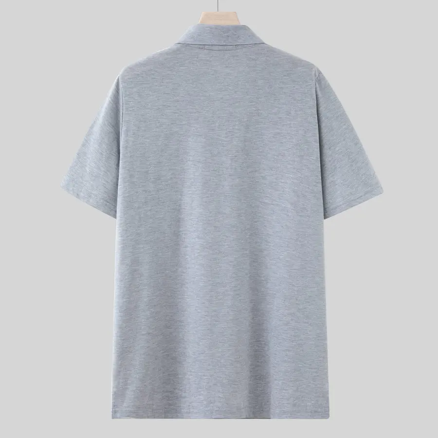 

Men Summer Polo Shirt Red Navy Blue White Gray Cotton Top Short Sleeve Turn Down Collar Cozy Clothings For Father