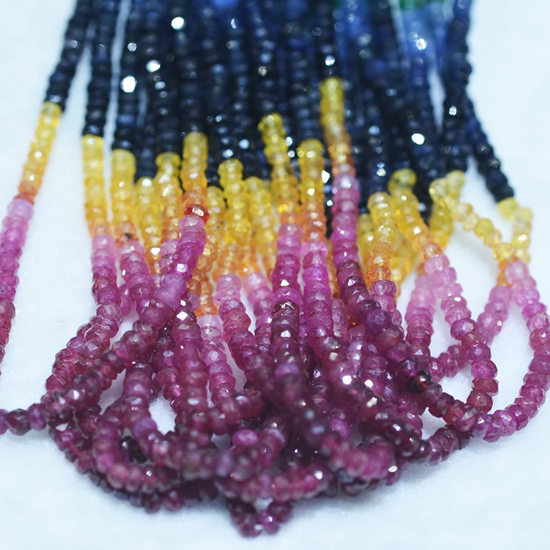 ICNWAY 38cm Natural Sapphire Green Emerald Gemstone 3x5mm Beads Roundel Faceted for Silver 925 Jewelry Making | Украшения и