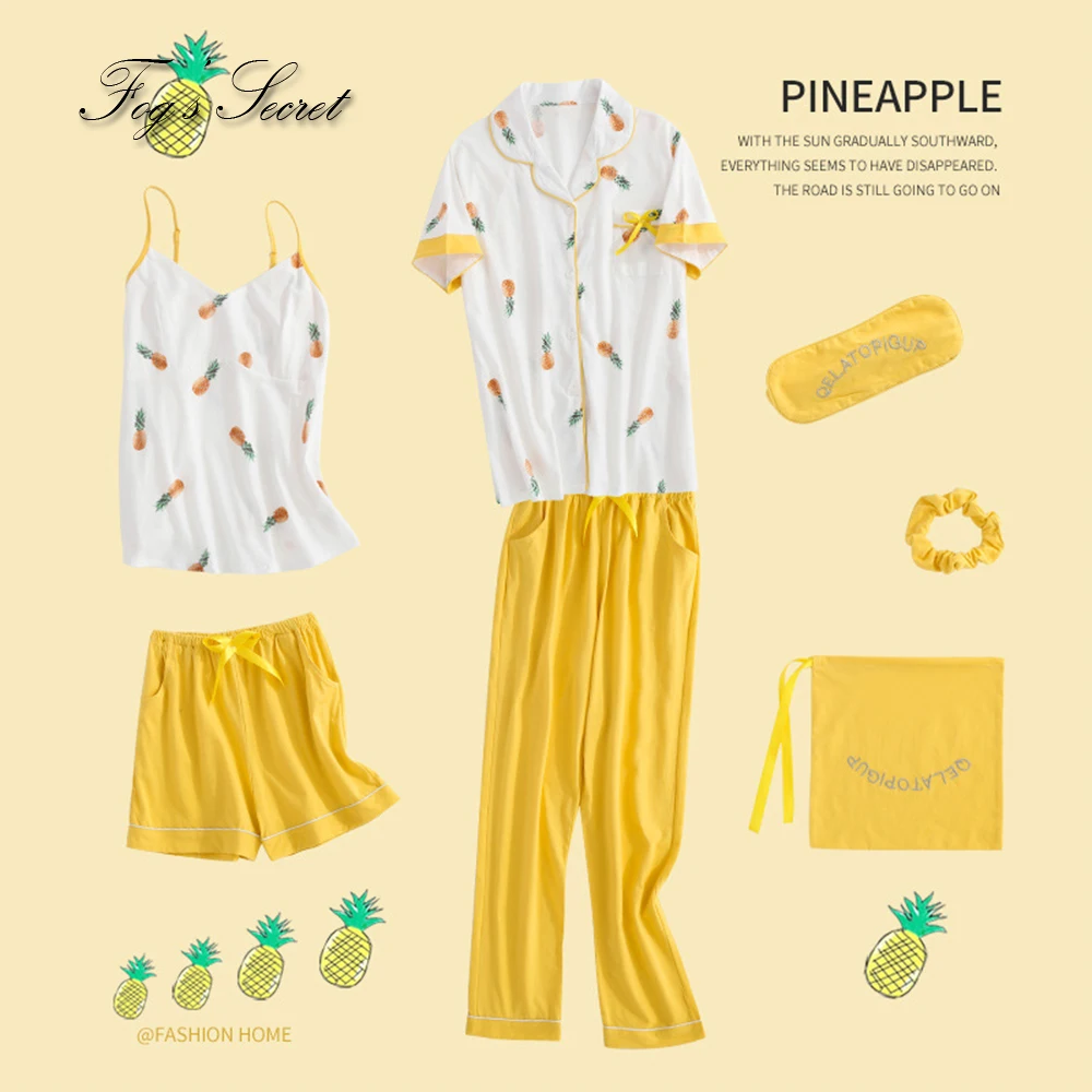 7 шт. женские пижамные комплекты свободная желтая Домашняя одежда здоровье