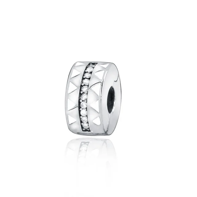 

New Arrival 925 Sterling Silver Beads Sparkling Pav Masonry triangl Charms fit Original Pandora Bracelets Women DIY Jewelry HOT