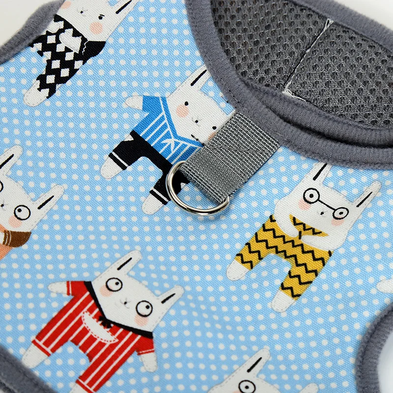 Шлейка и поводок для собак с принтом Воздухопроницаемый жилет щенков кошек