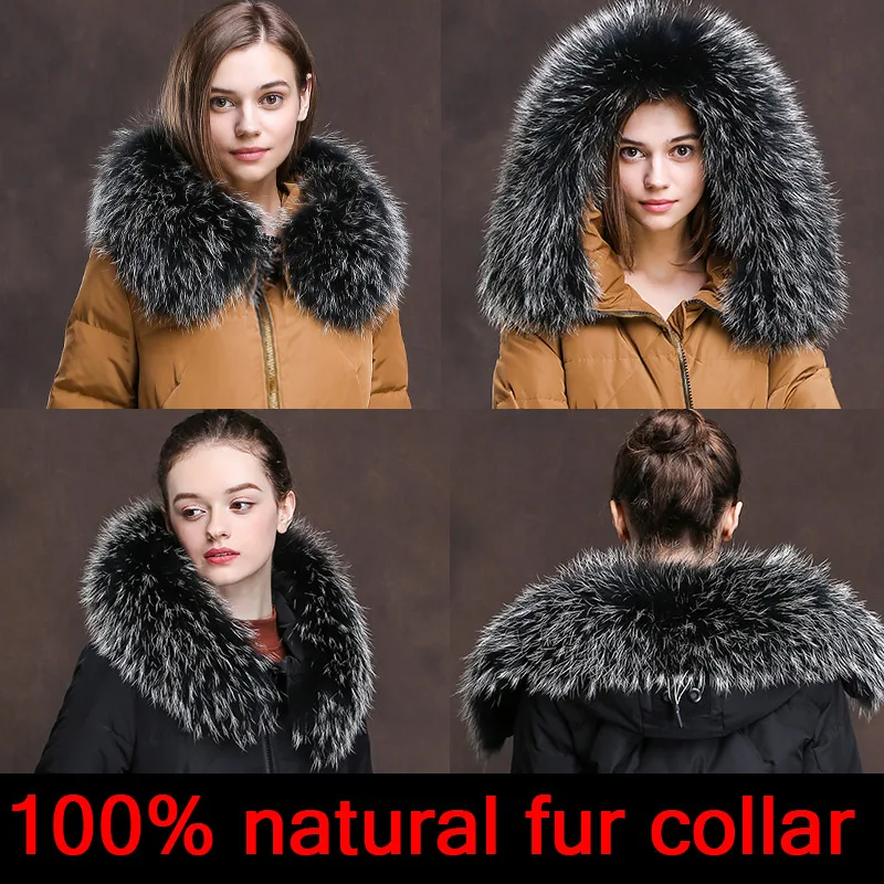Cllikko 100% натуральный меховой воротник для парки пальто роскошный Теплый шарф из
