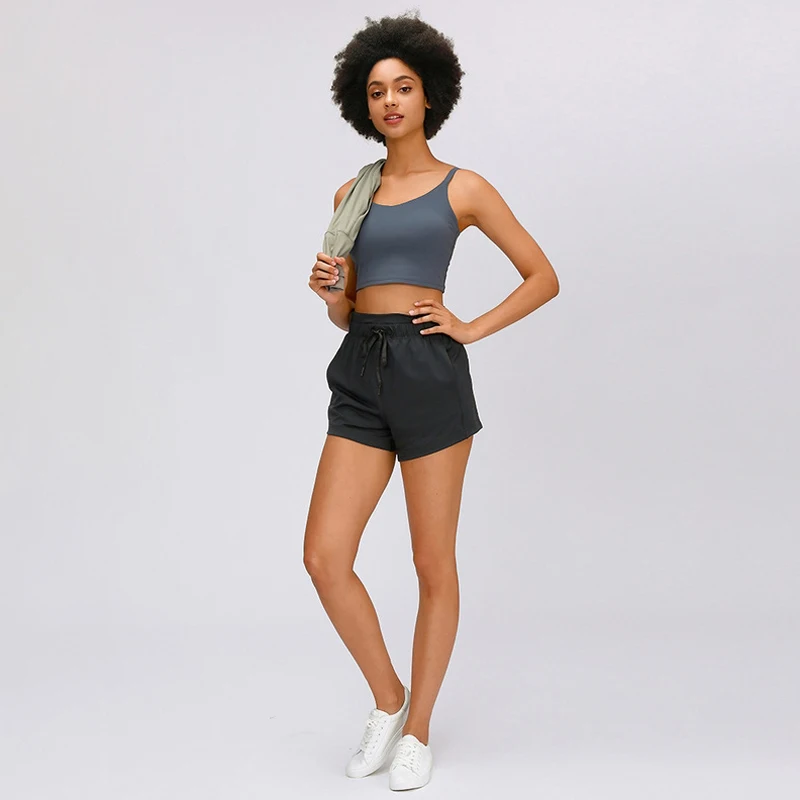 

LULU Solid Color Pocket Shorts Loose And Breathable Sports Three-Quarter Pants
