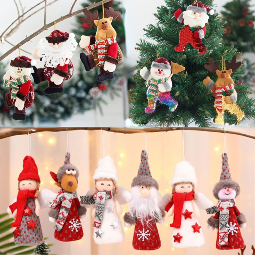 

3/4pc Christmas ornaments creative wings angel old man pendant christmas tree small pendant children new year gift home decor