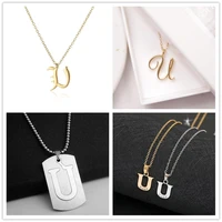 1pcs family mom name gift initial letter u monogram alphabet stainless steel alloy 26 english word sign pendant necklace jewelry