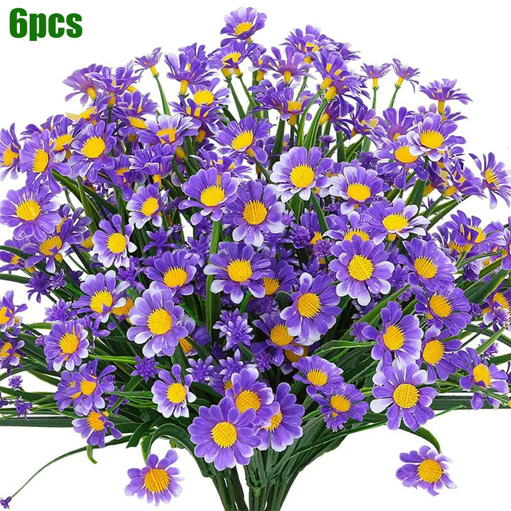 

6Pcs Artificial Flowers Outdoor Fake Flowers For Decoration UV Resistant No Fade Faux Plastic Plants Garden Porch Window Kitchen