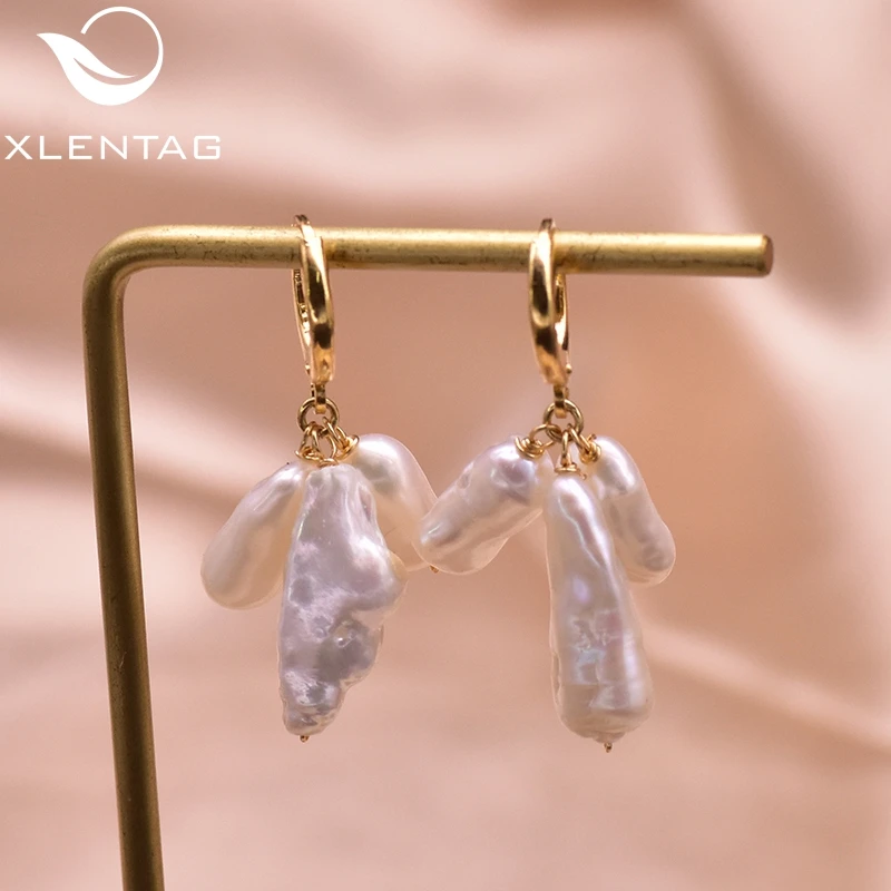 XlentAg милые серьги капельки с натуральным полубарочным жемчугом для женщин кольца