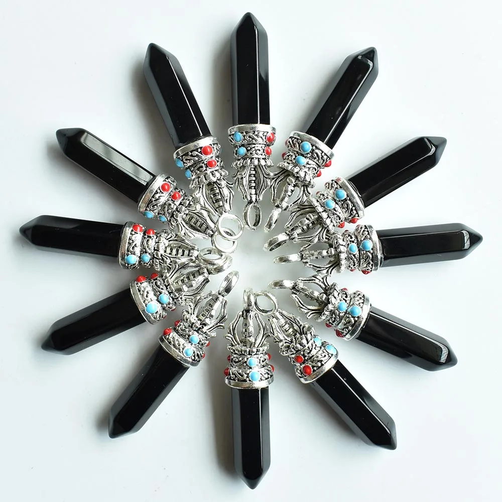 

Wholesale 12pcs/lot fashion good quality natural black onyx pillar charms Pendants for jewelry accessories marking free shipping